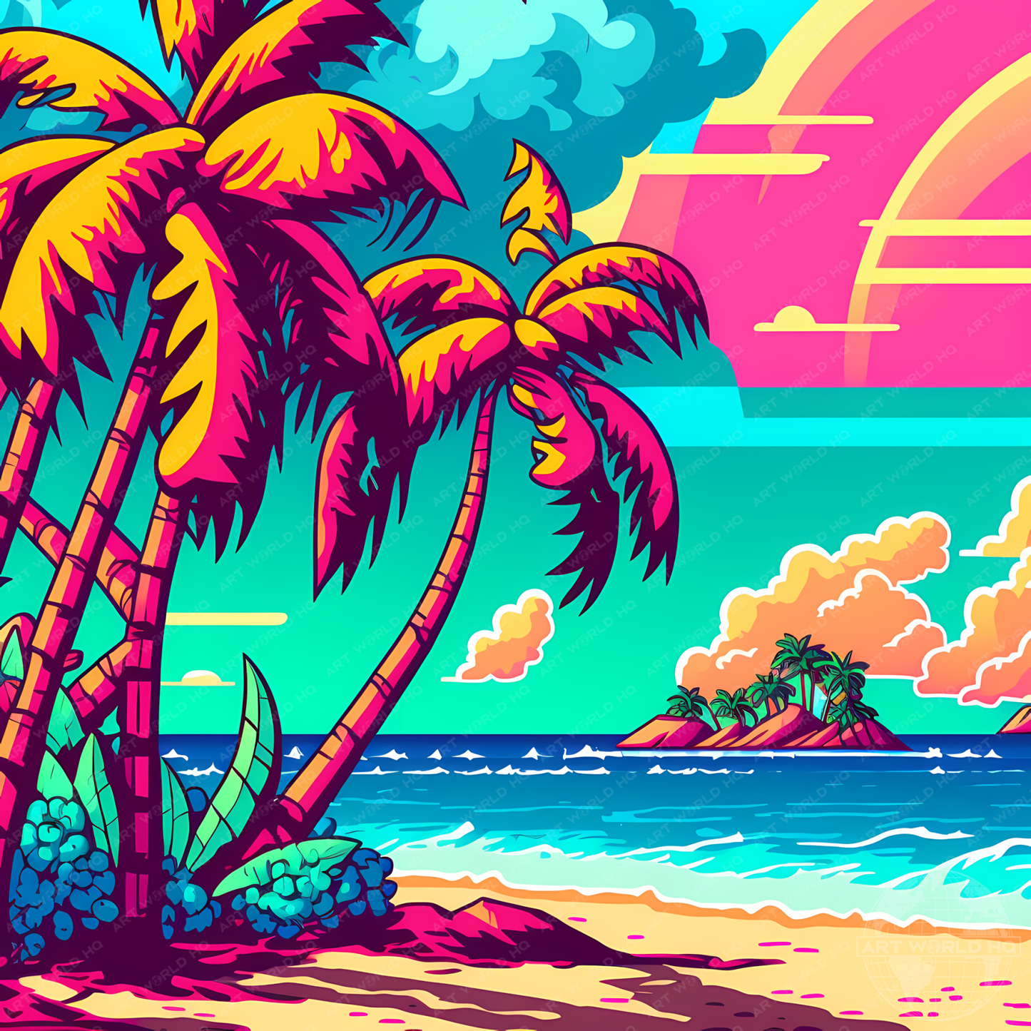 Vibrant Retro Beach