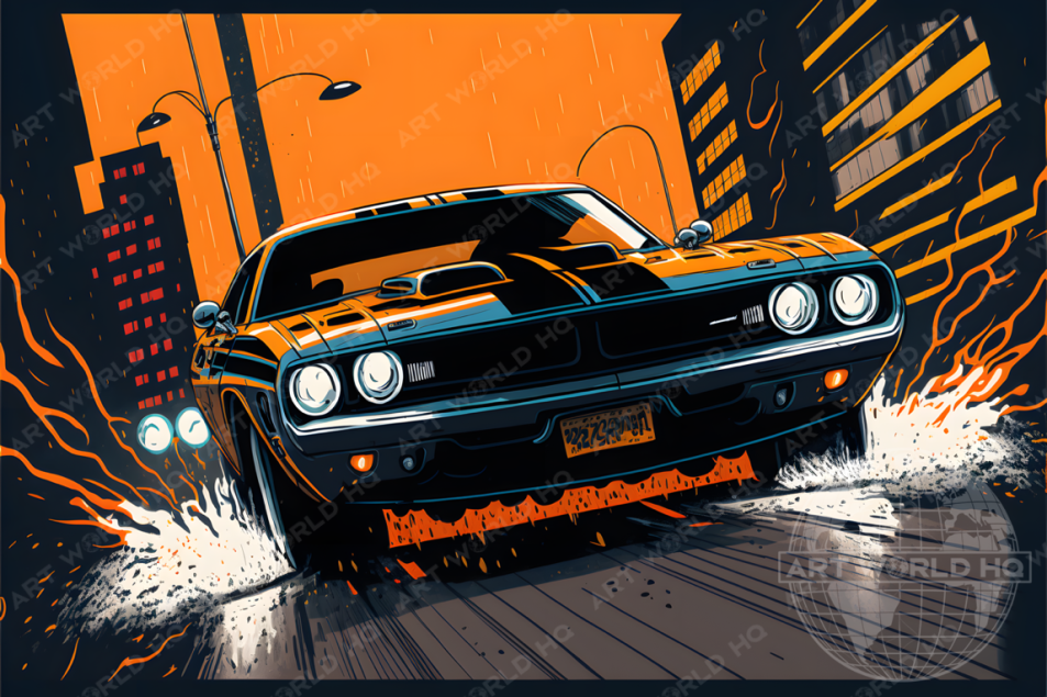 Comic Art-Style Dodge Challenger – Artworldhq Comic Art-Style Dodge Challenger – Artworldhq