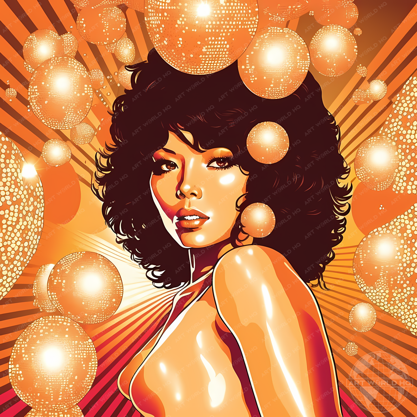 Illustrated Disco Girl