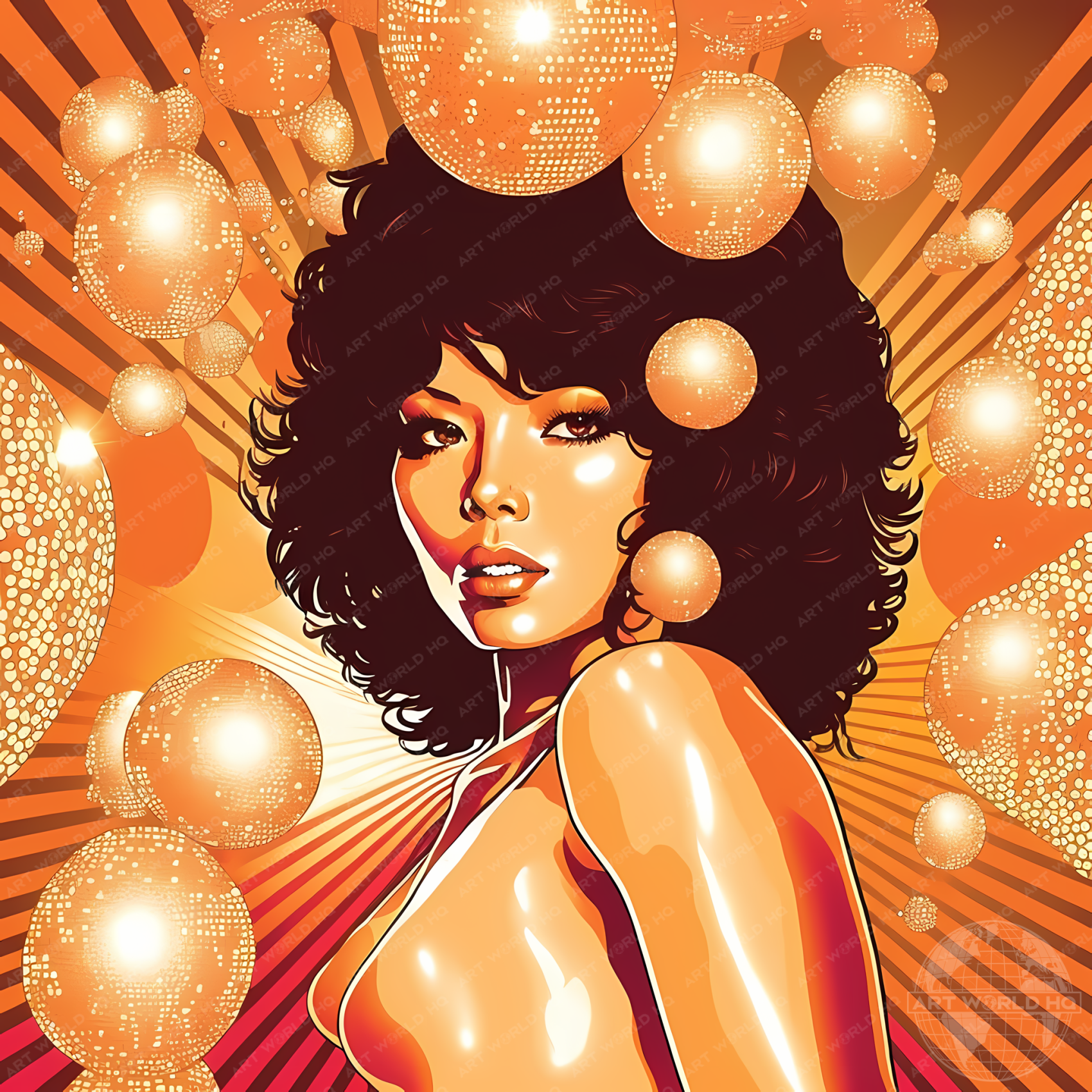 Illustrated Disco Girl