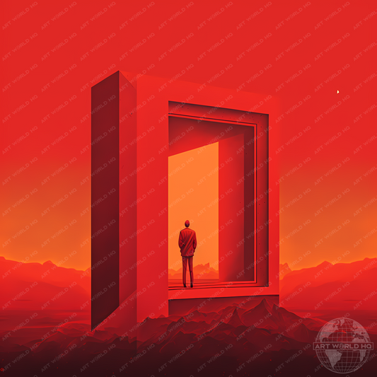 Abstract Red Open Doorway