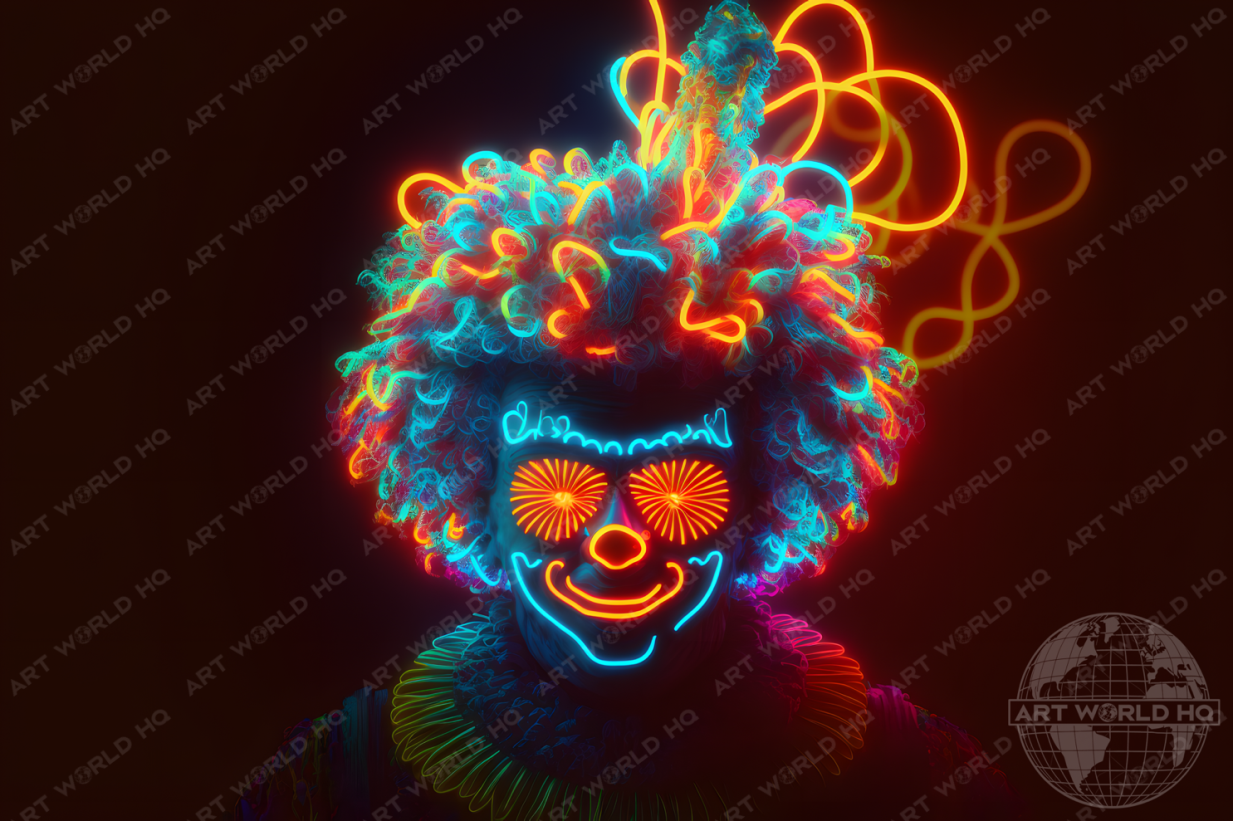 Dark Glowing Neon Clown