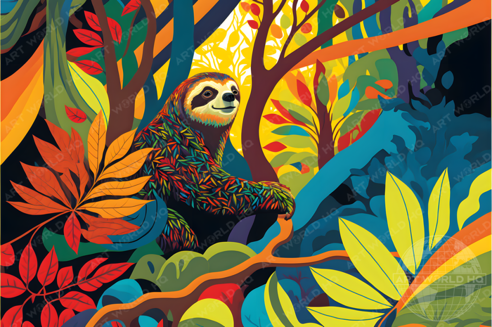 Pop Art Forest Sloth
