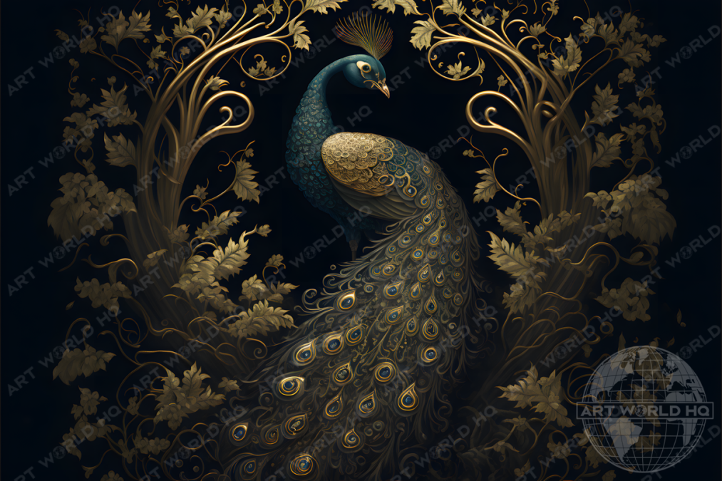 Gothic Splendor: A Peacock's Majesty