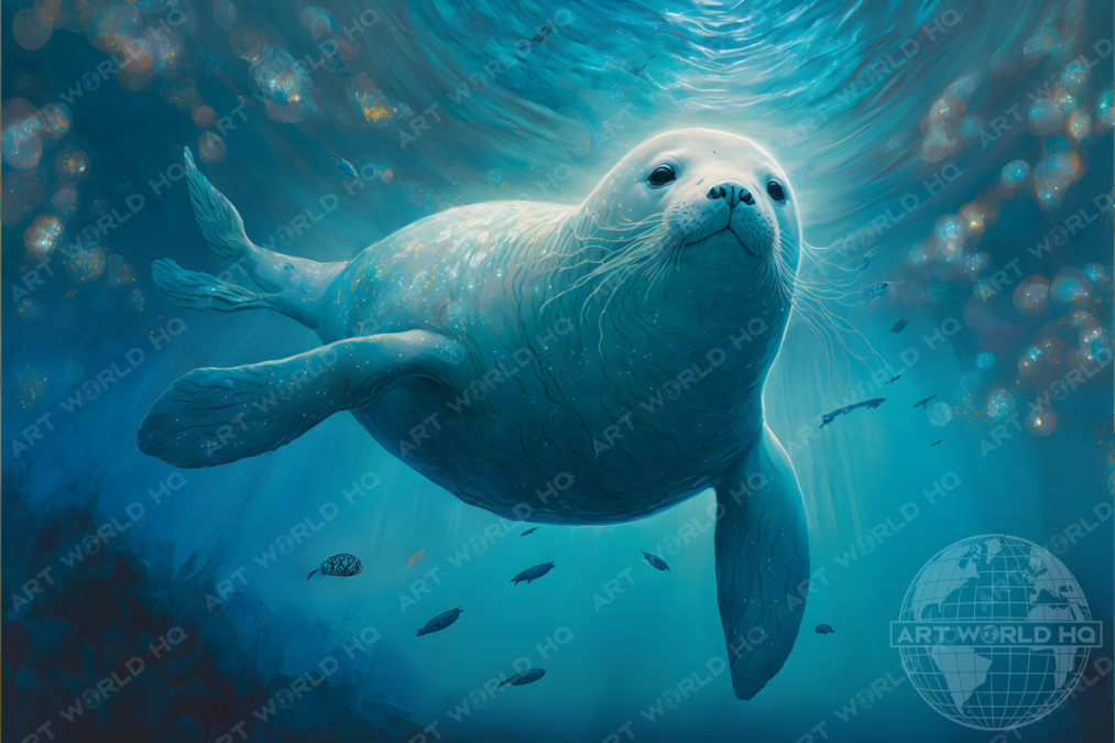 Cute White Seal Underwater