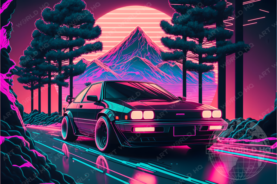 Retro Vaporwave Car Print